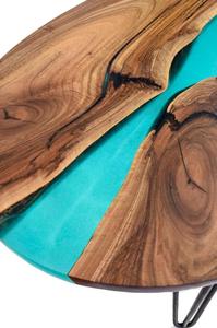 Mesa de Centro Ovalada de Madera Natural con Acabado en Resina Epoxi Estilo Nogal Industrial - Product Image 3