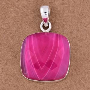Coussin rose dentelle Agate Gemstone 925 pendentif en argent Sterling avec pendentif à la mode plaqué argent pour la fête de cadeau de mariage - Product Image 3