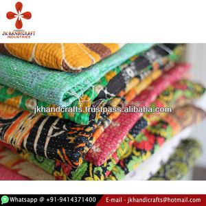 Vintage hecho a mano algodón Reversible Kantha Ralli Gudri - Product Image 1