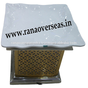 Elevador de exhibición de postres de Buffet, de acero inoxidable, para restaurante en casa, con servidor de placa de cerámica blanca - Product Image 3