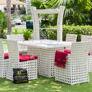 Conjuntos de comedor de mimbre para todo tipo de clima, mesa y silla, muebles de restaurante - Product Image 1