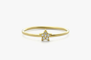 Classic Silver <b>Rings</b> with CZ Diamond Micro Pave Setting Star Shaped Stackable <b>Thin</b> Band for Wedding and Party - Product Image 2