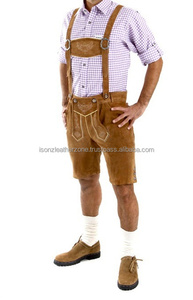 Personnalisé dernier allemand bavarois Shorts en cuir véritable Lederhosen grande taille hommes pantalons anti-rides techniques brodées - Product Image 5