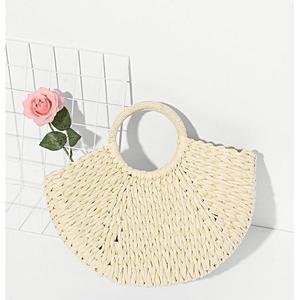 Última colección, bolso de mano bohemio blanco, hecho a mano bolso de playa de verano, cierre de cremallera, uso diario de alta calidad, Tropical Borsa di Paglia - Product Image 6