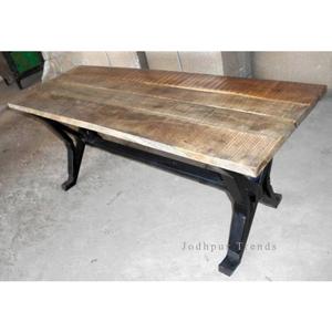 Banco moderno de hierro y madera de mango para muebles de oficina industrial con acabado rugoso para uso en patio o cocina - Product Image 1