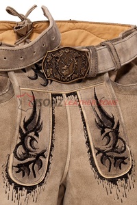 German Bavarian Oktoberfest Lederhosen Trachten High Quality <b>Men's</b> Suede <b>Leather</b> <b>Shorts</b> Eco-Friendly Breathable Button Fly - Product Image 3