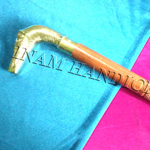 Bastón de madera hecho a mano con mango de caballo de latón de diseñador, bastones para caminar con punta de goma para actividades al aire libre como senderismo - Product Image 3