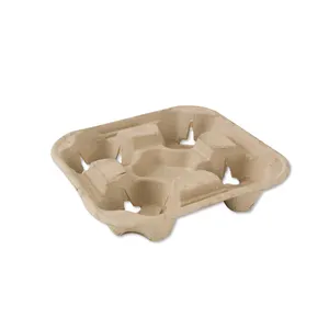 4 CUP dan 2 Cup PAPER Molded PULP DRINK TRAY