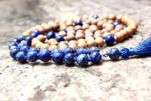 Classique Religieux Hindou Spirituel Guérison Cristal Bijoux-Bois De Santal Lapis 108 Mala Perles Collier Diamant Perle pour Les Fêtes - Product Image 5