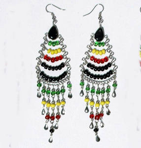 Boucles d'oreilles de Style Rasta fabriqué en argent d'alpaga, bijoux en perles de couleur, Style Boho Hippie Bob Marley reffari - Product Image 1