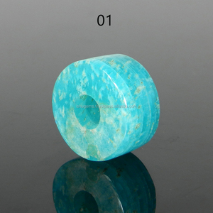 Cuentas de Amazonita Natural de Calidad AA, 14x8x4.5mm, Lisas, en Forma de Neumático, Piedras Preciosas Verdes con Orificio Grande para Pulseras, Estilo Europeo, Gemas Ishu - Product Image 1