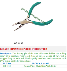 GS 1230 Pince à bec de chaîne de chapelet avec coupe-bijoux Outils et équipement - Product Image 2