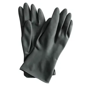 Gants en caoutchouc, latex, silicone, nettoyage ménager, pour la vaisselle et le linge, résistant à l'eau, moyenne et grande taille, noir