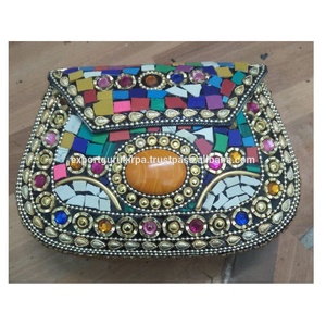 <b>Beaded</b> Resin Evening Bag Custom Metal Frame Envelope Clutch Leopard Pattern Wedding Ladies' Clutch Bag Guru Kirpa Export House - Product Image 4