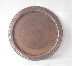 Filigrane plateau de chargement rond en métal cuivre, plateau de service de nourriture - Product Image 3