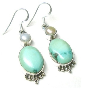 Zs — boucles d'oreilles en argent massif 925, tibétaines, turquoises, bijoux pour femmes - Product Image 6