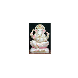 Beautiful Handmade Makrana Marble Idol Ganpati Sitting Statue - Product Image 1