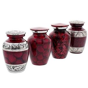 Dignity Red Fire Diseño múltiple Recuerdo Mascotas Set 4 Caja de terciopelo Urnas de cremación Cenizas funerarias Metal Latón/Aluminio Memorial - Product Image 1