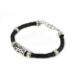 <b>Leather</b> <b>Bracelets</b> for Men and <b>Women</b> 925 Sterling Silver <b>Bracelet</b> for Christmas Bulk Wholesale Jewelry Size 19.5 CM - Product Image 1