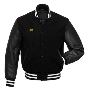 Blouson universitaire en laine de haute qualité, très tendance, avec fermeture éclair, épais, style Letterman, manches en fourrure de mouton, pour homme, grandes tailles, hiver - Product Image 1