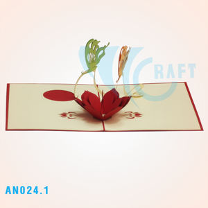 Papillon et fleur papier fait main 3d pop up carte de voeux papier artisanat 3d carte de fleur avec note carte de voeux Top Trending - Product Image 1