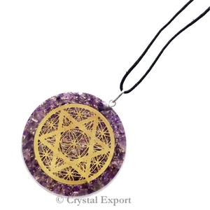 Pendentifs de symboles de cercle sur le thème de l'agate classique avec matériau en bois pour hommes et femmes - Product Image 3