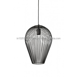 Lampe à suspension en fil de métal noir Lampe à suspension en fil noir Lustre élégant pour la décoration intérieure - Product Image 1