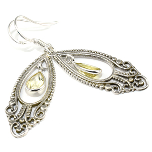 Pendientes de plata de ley 925 con forma de pera, joyería hecha a mano, citrino, moda India - Product Image 1