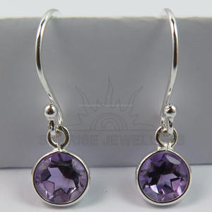 วงเงินแท้ 925 ต่างหูที่น่าทึ่งอเมทิสต์ธรรมชาติซิทรินโกเมนควอตซ์กลมตัดอัญมณี - Product Image 2