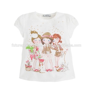 เสื้อยืดเสื้อโปโลคอกลมปักลายสำหรับเด็กผู้หญิงผ้าฝ้าย100% ซักได้ระบายอากาศได้ดีสไตล์ลำลองอัจฉริยะของอินเดีย - Product Image 5