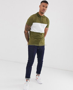 Polo 100% algodón, venta al por mayor, logotipo personalizado, Polo de diseño con bloque de color en caqui AA 3136 - Product Image 4