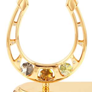 ที่ใส่ปากกาโลหะคริสตอคราฟท์ ดีไซน์เกือกม้านำโชคสำหรับองค์กร ประดับคริสตัลเจียระไนทรงเหลี่ยม ขนาด 15.3x16.2 ซม. น้ำหนักเบา 0.3 กก. ผลิตด้วยเลเซอร์ - Product Image 2