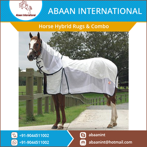 Couverture de cheval de dressage hybride avec combinaison de maille et de coton, respirante, légère, pour l'été, protection contre les mouches et les UV - Product Image 3