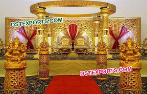 Hindu <b>Wedding</b> Traditional Mandap Set Indian <b>Wedding</b> Fiber Carved Mandap Newly Designed Four Pillars Mandap Manufacturer NEWYORK - Product Image 6