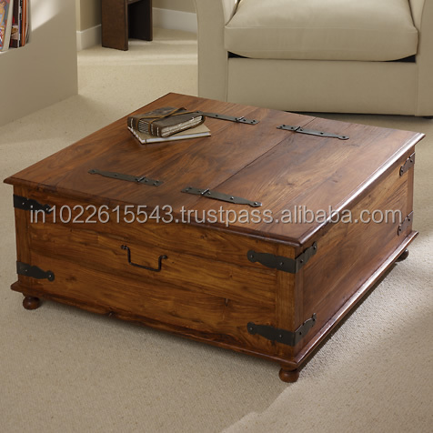 Industrial Acacia Wood Trunk Design Coffee Table