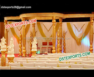 2018 Latest Rajwada Fiber Wedding Mandap Set Golden Carved Bottle Jali Mandap with Carved Fiber Wedding Decor Best <b>Gold</b> Mandap - Product Image 1
