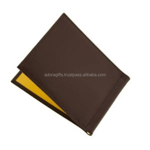 Cartera con clip de dinero para hombre de cuero genuino de alta calidad con cierre plegable y diseño simple - Product Image 1