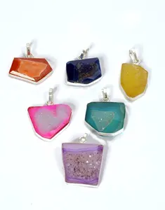 Agaat Druzy Hanger Online Agaat Groothandel Druzy Agaat Geode Hangers Kristal Ambachten Natuurstenen Reiki Rotsen Mineralen Hanger