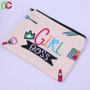 New Designer Look <b>Makeup</b> <b>Bag</b> Custom Pouch <b>Travel</b> Cute Canvas Cotton Cosmetic <b>Bag</b> with Zipper with custom personalized print logo - Product Image 3
