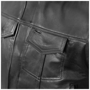 Gilet de motard pour hommes, veste en cuir véritable de haute qualité, Grain - Product Image 4