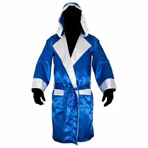 Best Quality Low MOQ Satin Men Women Boxing Robe with Hood Cloak Red Blue Boxing Robes