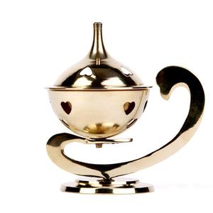 Quemador de incienso de Aladino de latón Metal redondo dorado moderno KS uso doméstico internacional tamaño personalizado - Product Image 1