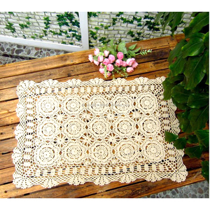 Chemin de table en gros de luxe fabriqué à la main tricoté 100% chemin de table en crochet en coton naturel d'Inde - Product Image 2
