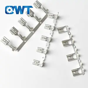 Conector de terminales eléctrico QWT 187 250 Faston, Cable de engarce de latón, macho y hembra, sin aislamiento, 2,8, 4,8, 6,3mm, terminales de pala de bandera