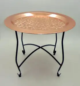 모로코 커피 테이블 홈 거실 금속 가구 경량 커피 테이블 구리/블랙 라운드 사이드 테이블