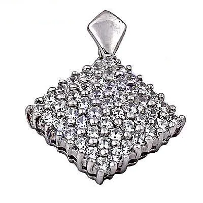 2024 Latest New Square Shape Multi Cubic Zirconia Pendant 925 Solid Sterling Silver Jewellery Items Gift For Women