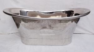 Vente chaude Moderne Cuivre Bateau Roll Top Trempage Whirlpool Baignoire Autoportant Brillant Nickel Finition Indien Fabriqué Cuivre - Product Image 3