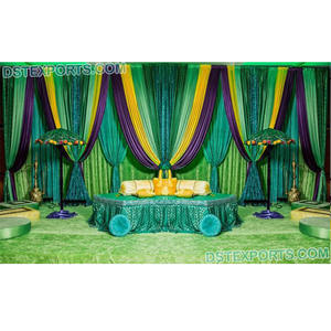 ฉากหลังงานแต่งงานมุสลิม ฉากหลังงานนิกะห์ ผ้าม่านฉากหลังงานแต่งงานแบบปากีสถาน สีเขียว ฉากหลังงานแต่งงานที่ดีที่สุด ฉากหลังงานซันจีต - Product Image 1