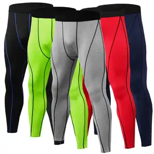 Gym Fitness Wears Men's Running Tights High Elastic Compression Sports Leggings Quick Dry Ankle Length Pants Gym Socks Plus Size