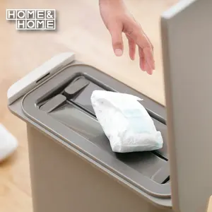 Cubo de basura desodorizante para baño delgado y fácil de usar con tapa interior con precios económicos, con soporte para bolsas de plástico